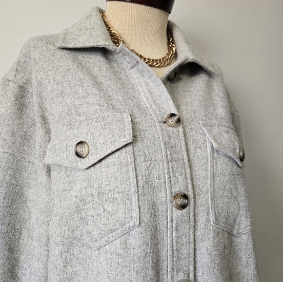 GENTLE FAWN Heather Grey "Kyleen" Wool Blend Sweater Jacket. Size Small - Picture 4 of 15